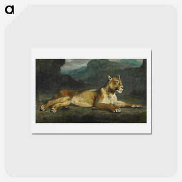 Lioness Reclining - ウジェーヌ ドラクロワ Postcard.