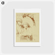 アートポストカード-Sad Woman is Sitting with a Man - ポール ゴーギャン Postcard.