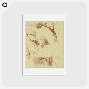 アートポストカード-Sad Woman is Sitting with a Man - ポール ゴーギャン Postcard.