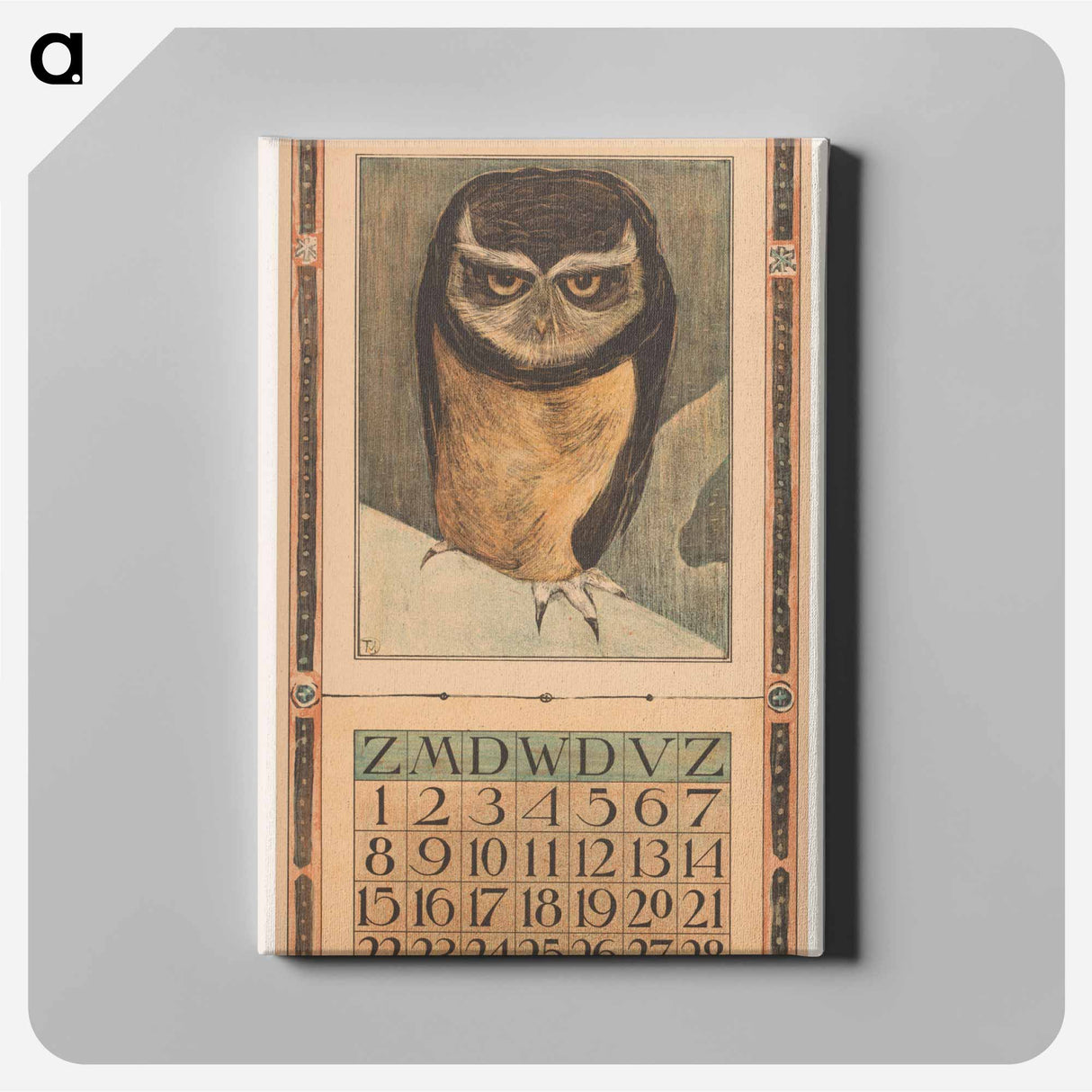 Kalenderblad januari met uil - テオ ヴァン ホイテマ Canvas.