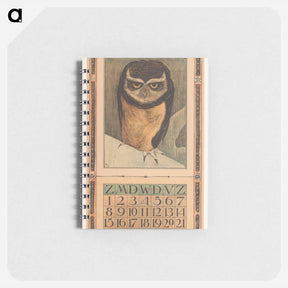アートメモ帳-Kalenderblad januari met uil - テオ ヴァン ホイテマ Memo.