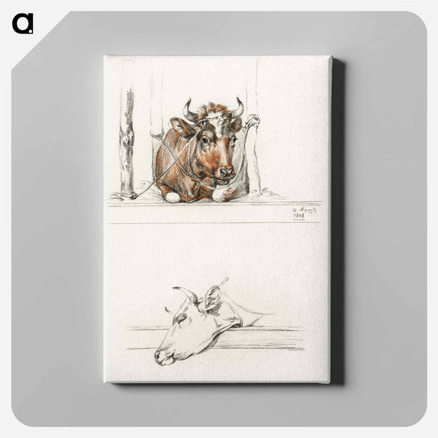 アートパネル-Cow in the stable and the head of a cow - ジャン ベルナール Canvas.