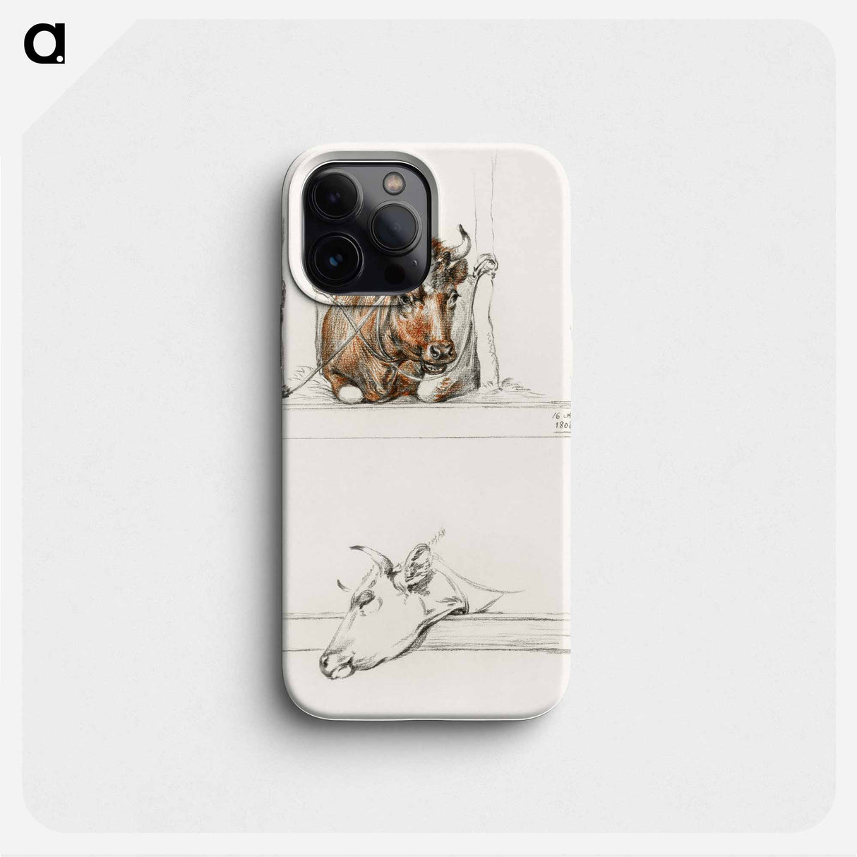 Cow in the stable and the head of a cow - ジャン ベルナール Phone Case.
