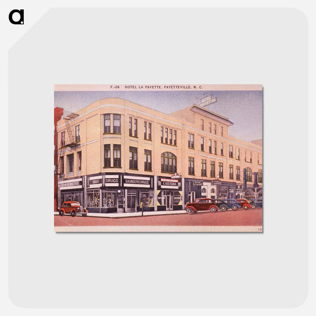 アートポストカード-Hotel La Fayette and Saunders Drugs, Exterior View
 - 国立医学図書館 Postcard.