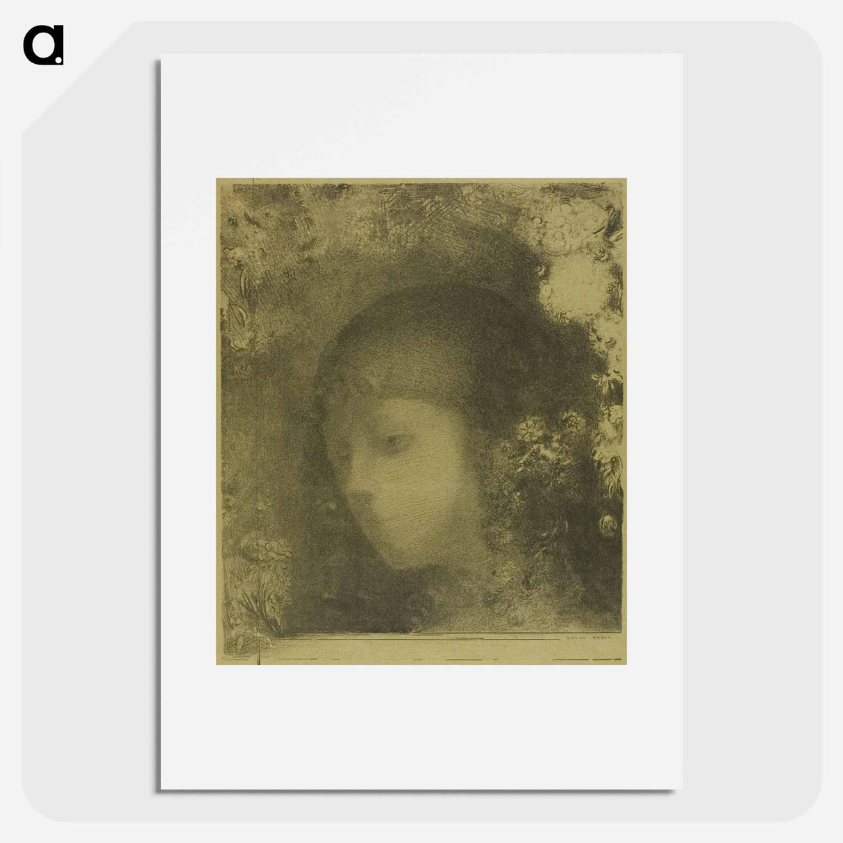 アートポスター-Child's Head With Flowers - オディロン ルドン Poster.