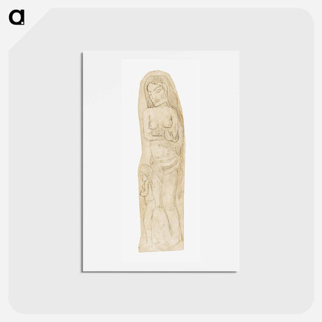 アートポストカード-Sketch of Maori Woman and Child - ポール ゴーギャン Postcard.