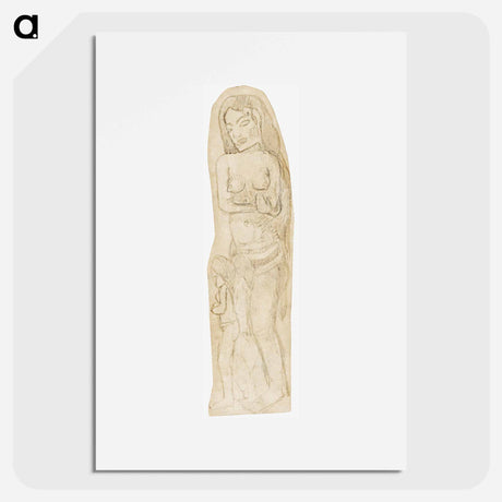 アートポスター-Sketch of Maori Woman and Child - ポール ゴーギャン Poster.