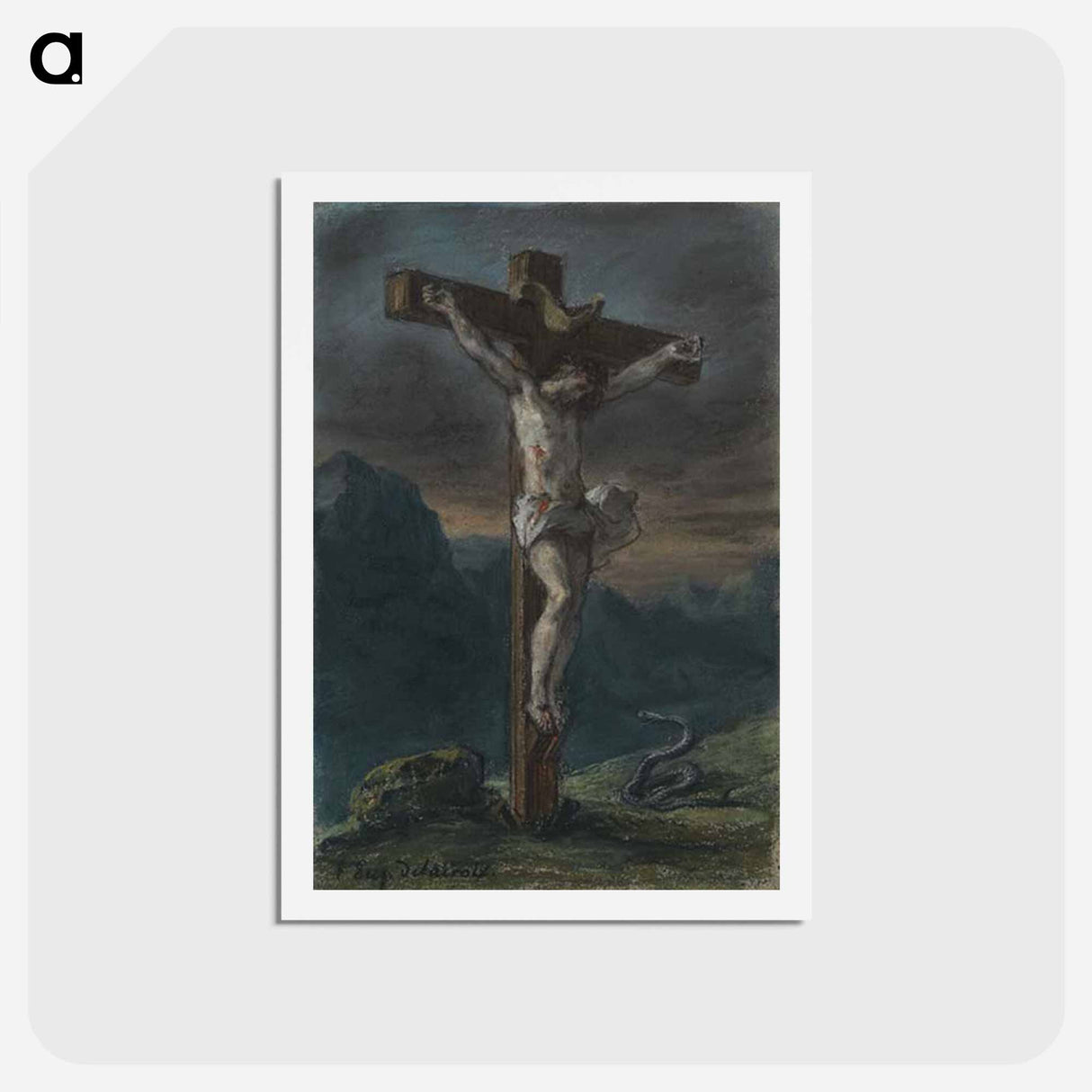 アートポストカード-Christ on the Cross - ウジェーヌ ドラクロワ Postcard.