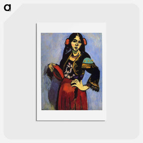アートポストカード-Spanish Woman with a Tamborine - アンリ マティス Postcard.