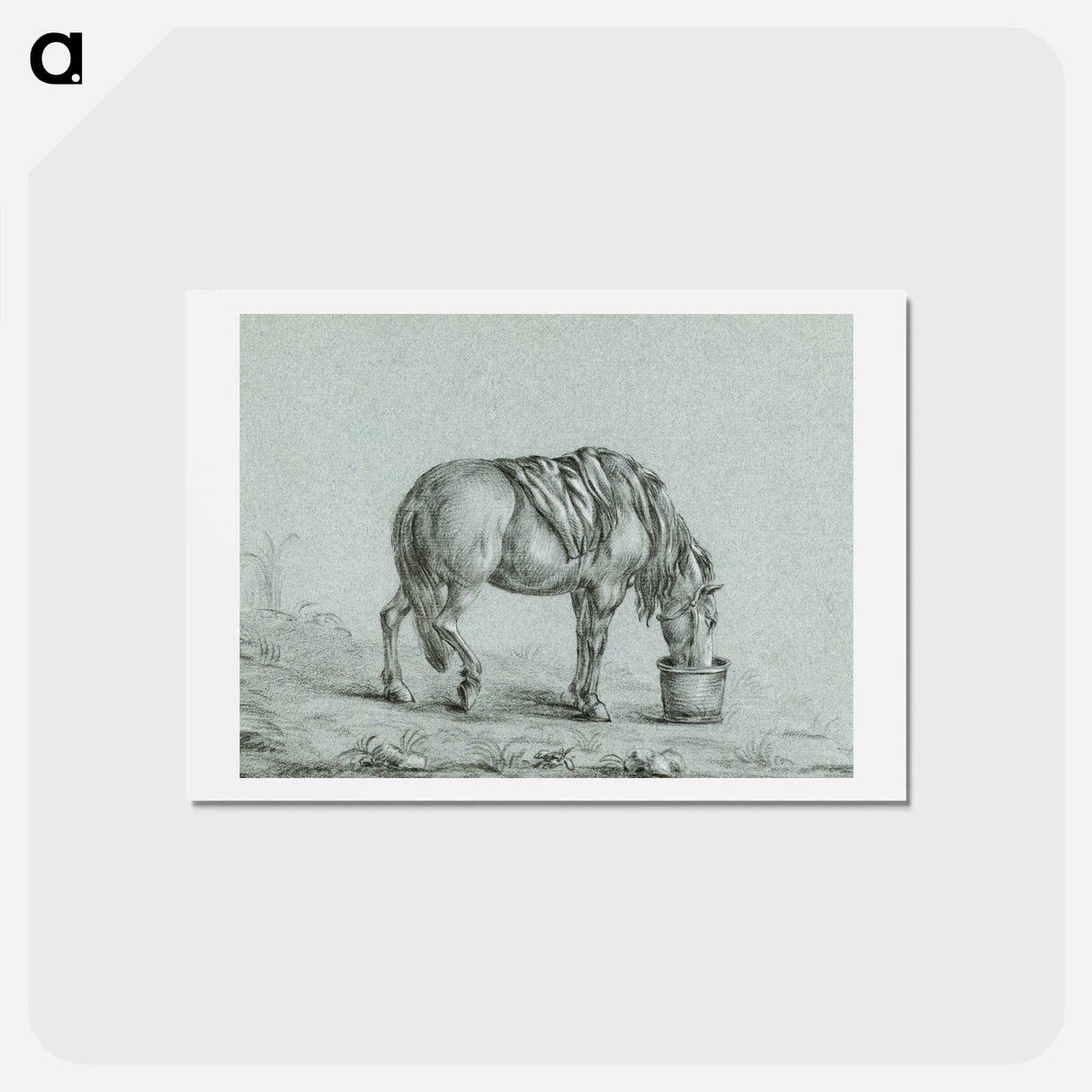 アートポストカード-Horse eating from a bin - ジャン ベルナール Postcard.