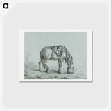 アートポストカード-Horse eating from a bin - ジャン ベルナール Postcard.