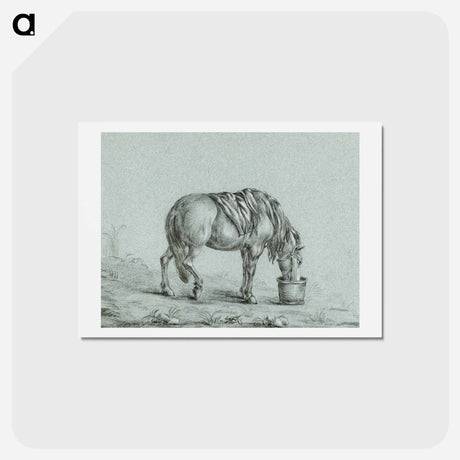 アートポストカード-Horse eating from a bin - ジャン ベルナール Postcard.