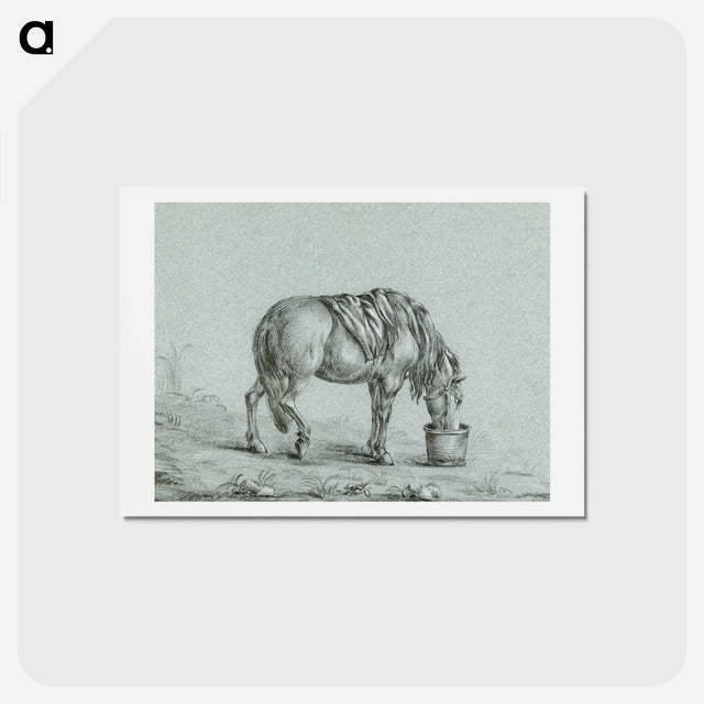 アートポストカード-Horse eating from a bin - ジャン ベルナール Postcard.