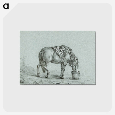 アートポストカード-Horse eating from a bin - ジャン ベルナール Postcard.