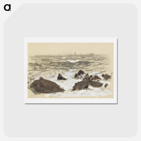 アートポストカード-Waves Breaking on Rocks - ジョン シンガー サージェント Postcard.