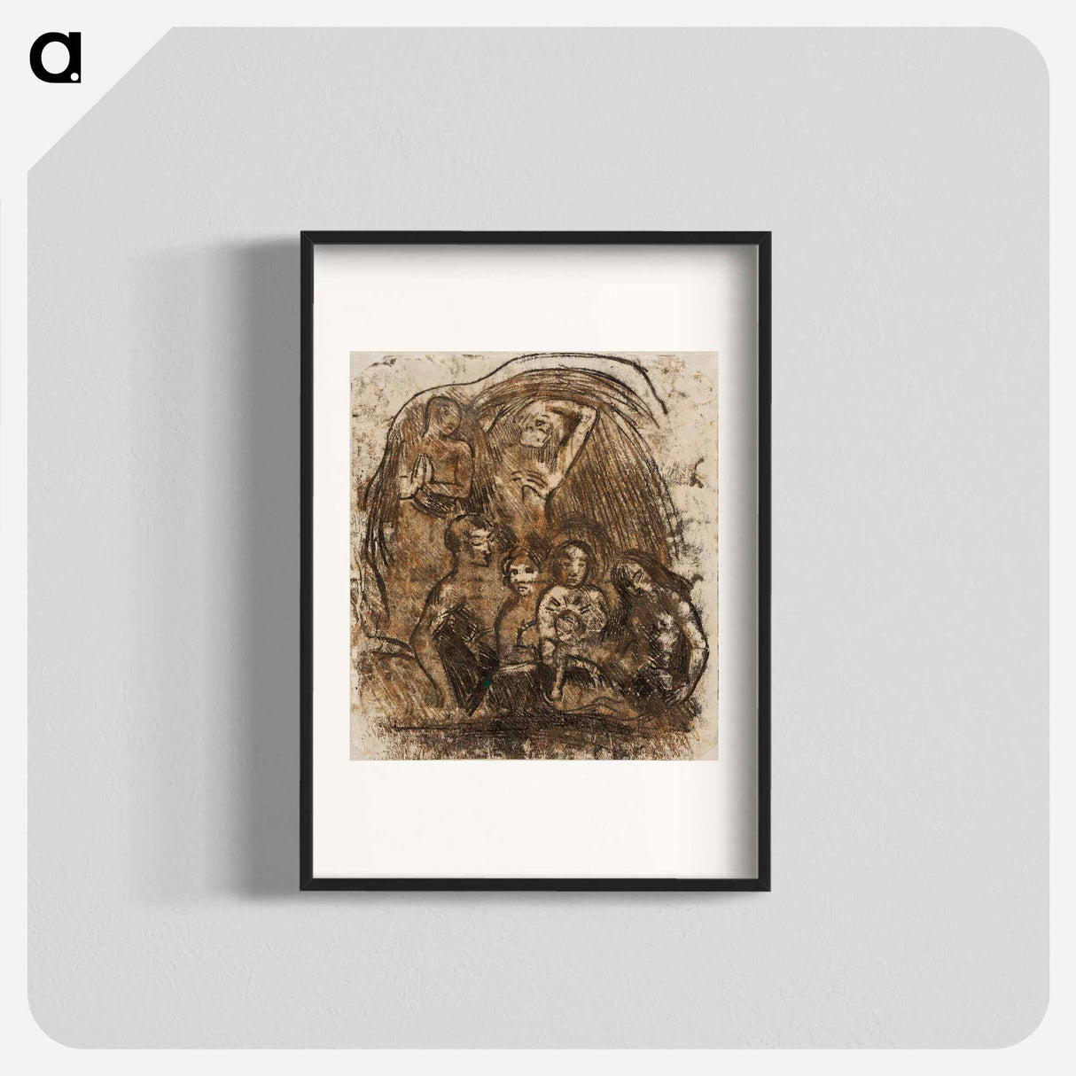 アートポスター-Nativity (Mother and Child Surrounded by Five Figures) - ポール ゴーギャン Poster.