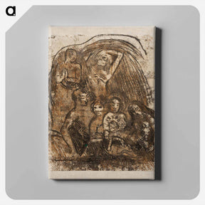 アートパネル-Nativity (Mother and Child Surrounded by Five Figures) - ポール ゴーギャン Canvas.