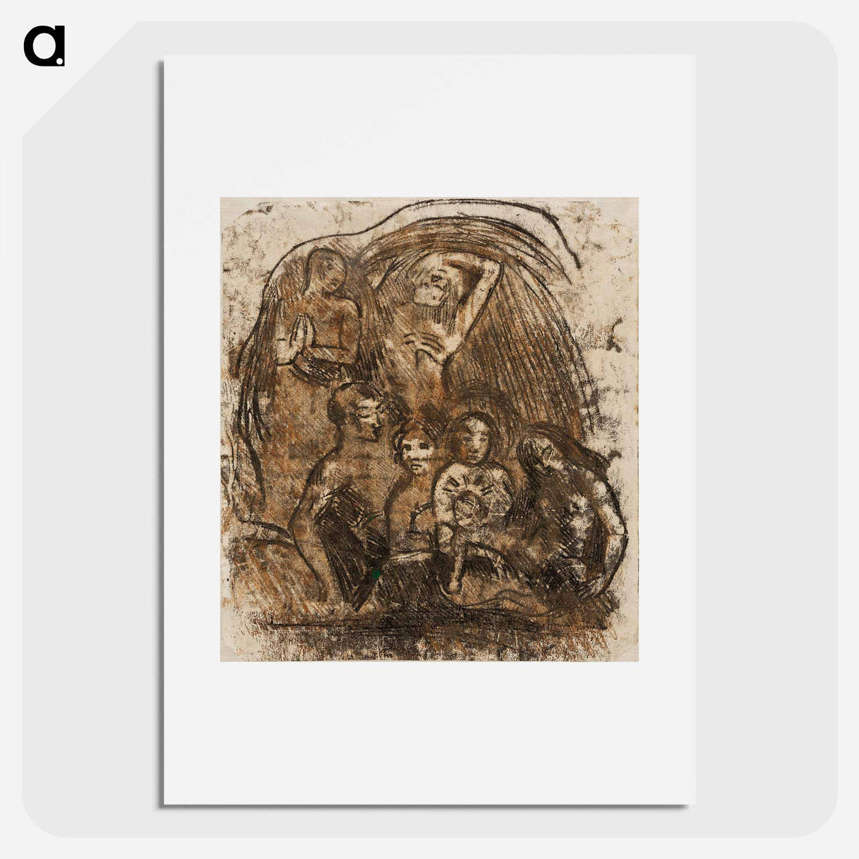 アートポスター-Nativity (Mother and Child Surrounded by Five Figures) - ポール ゴーギャン Poster.