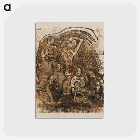 アートポストカード-Nativity (Mother and Child Surrounded by Five Figures) - ポール ゴーギャン Postcard.