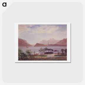 アートポストカード-Italian Lake Scene - アルバート ビアスタット Postcard.