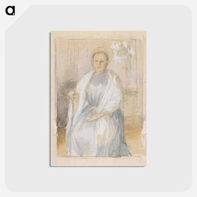 アートポストカード-Portrait of Mrs. Anna Sinebrychoff, sketch - アルバート エーデルフェルト Postcard.