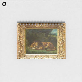 アートメモ帳-Lion Devouring a Rabbit - ウジェーヌ ドラクロワ Memo.
