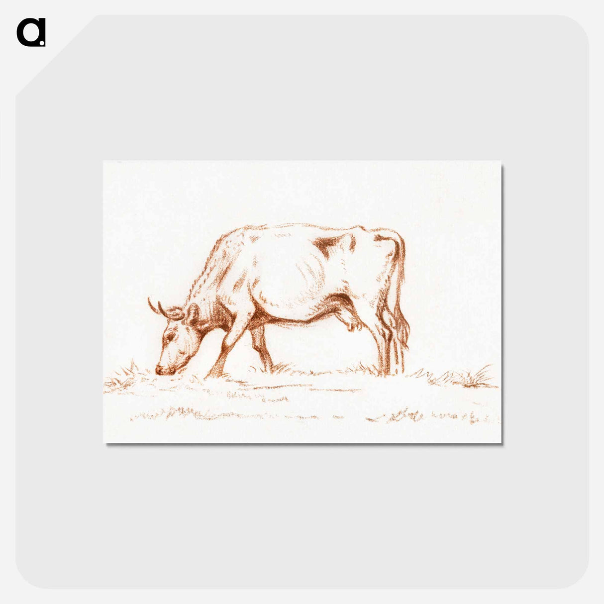 アートポストカード-Grazing cow - ジャン ベルナール Postcard.