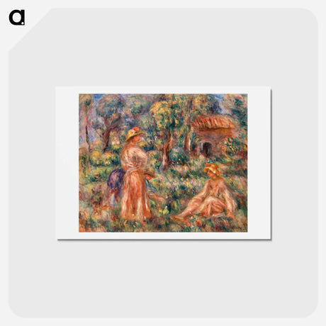 アートポストカード-Girls in a Landscape - ピエール オーギュスト ルノワール Postcard.
