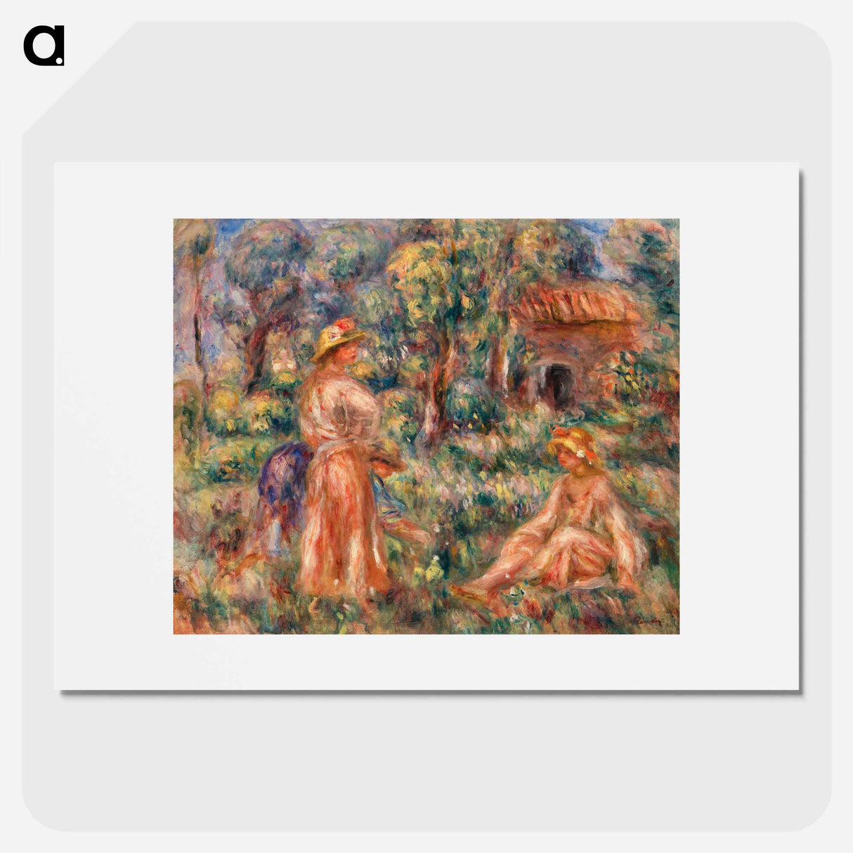 Girls in a Landscape - Pierre-Auguste Renoir Poster.