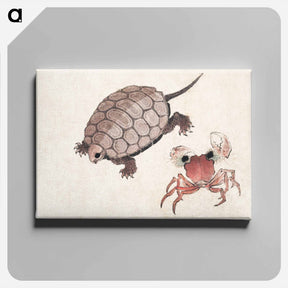 アートパネル-Katsushika Hokusai's turtle and crab - 葛飾 北斎 Canvas.