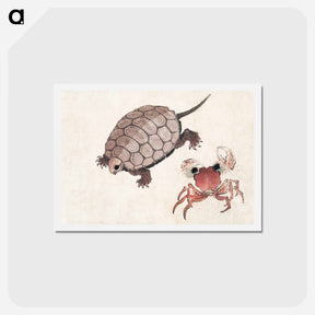 アートポストカード-Katsushika Hokusai's turtle and crab - 葛飾 北斎 Postcard.