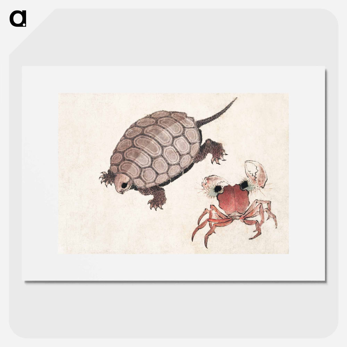 Katsushika Hokusai's turtle and crab - Katsushika Hokusai Poster.