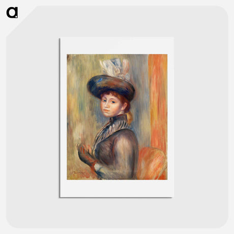 アートポストカード-Girl in Gray-Blue - ピエール オーギュスト ルノワール Postcard.