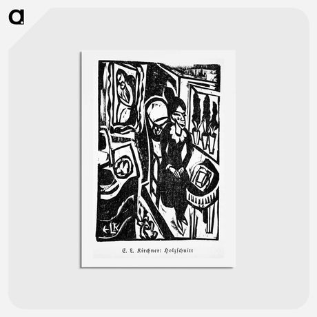 アートポストカード-Canoness at the sewing table - エルンスト ルートヴィヒ キルヒナー Postcard.