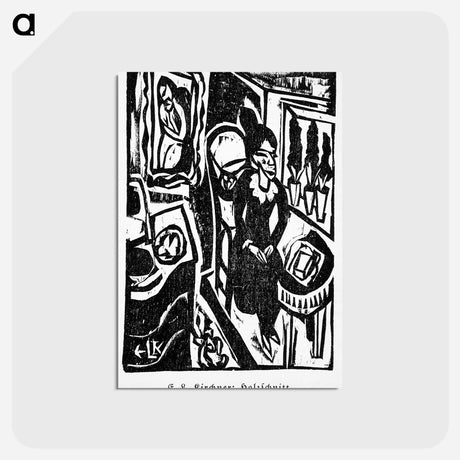 アートポストカード-Canoness at the sewing table - エルンスト ルートヴィヒ キルヒナー Postcard.