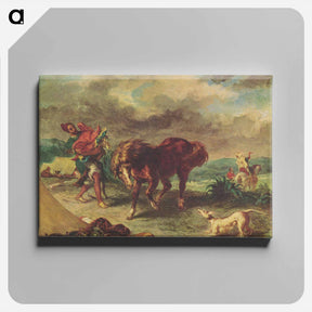 アートパネル-The Moroccan and his Horse - ウジェーヌ ドラクロワ Canvas.
