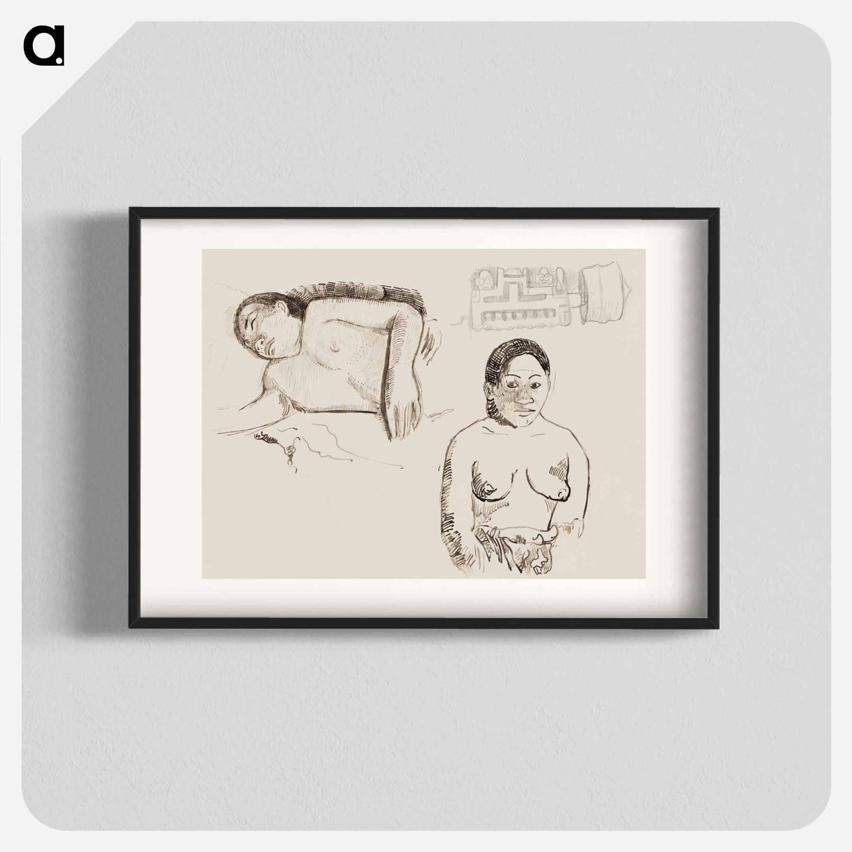 アートポスター-Two Tahitian Women and a Marquesan Earplug - ポール ゴーギャン Poster.