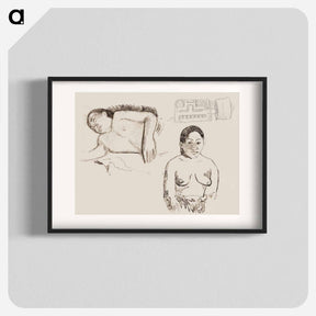アートポスター-Two Tahitian Women and a Marquesan Earplug - ポール ゴーギャン Poster.
