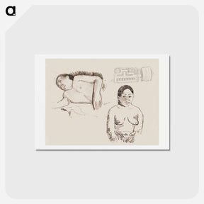 アートポストカード-Two Tahitian Women and a Marquesan Earplug - ポール ゴーギャン Postcard.