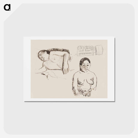 アートポストカード-Two Tahitian Women and a Marquesan Earplug - ポール ゴーギャン Postcard.