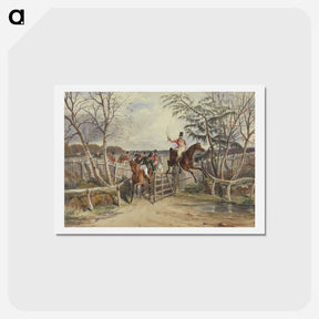 アートポストカード-Foxhunting at Melton Mowbray: Taking the Gate at the Hinge Post While Snob Walks Thro'
 - イェール大学アートギャラリー Postcard.