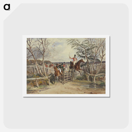 アートポストカード-Foxhunting at Melton Mowbray: Taking the Gate at the Hinge Post While Snob Walks Thro'
 - イェール大学アートギャラリー Postcard.
