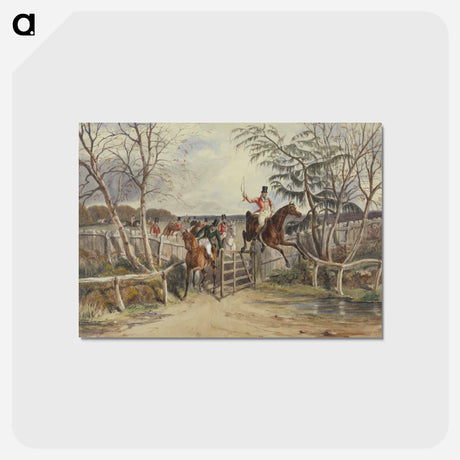 アートポストカード-Foxhunting at Melton Mowbray: Taking the Gate at the Hinge Post While Snob Walks Thro'
 - イェール大学アートギャラリー Postcard.