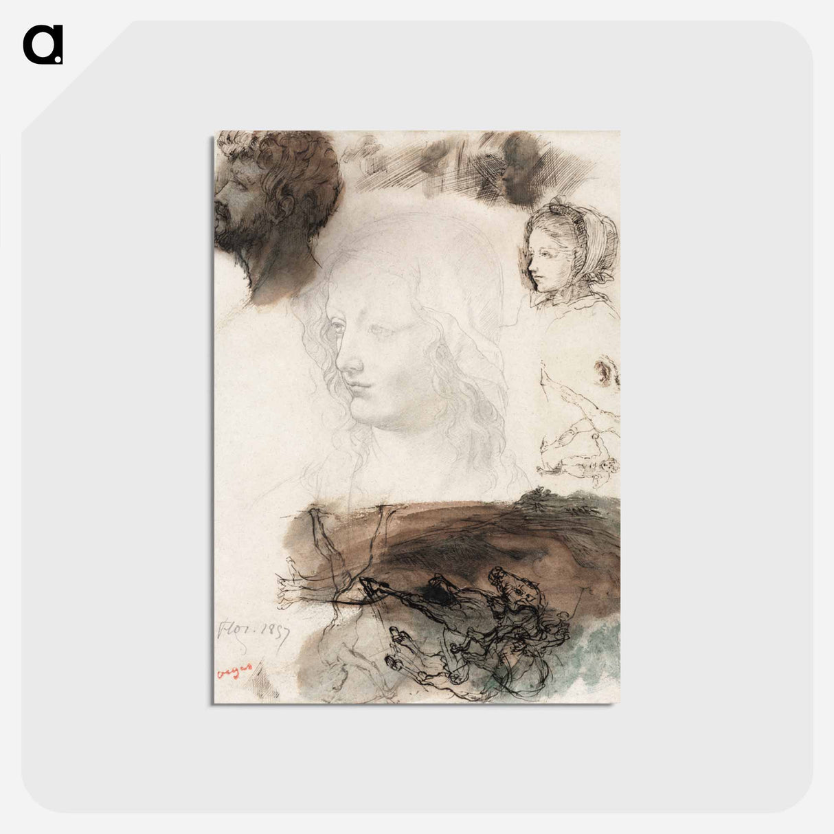 アートポストカード-Sheet of Studies and Sketches
 - クリーブランド美術館 Postcard.