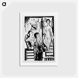 アートポストカード-The Painter and Two Women - エルンスト ルートヴィヒ キルヒナー Postcard.