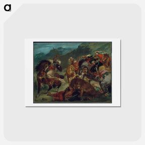アートポストカード-Lion Hunt - ウジェーヌ ドラクロワ Postcard.