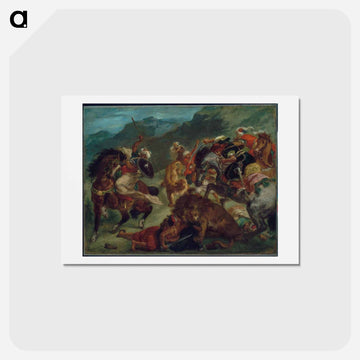 Lion Hunt - ウジェーヌ ドラクロワ Postcard.