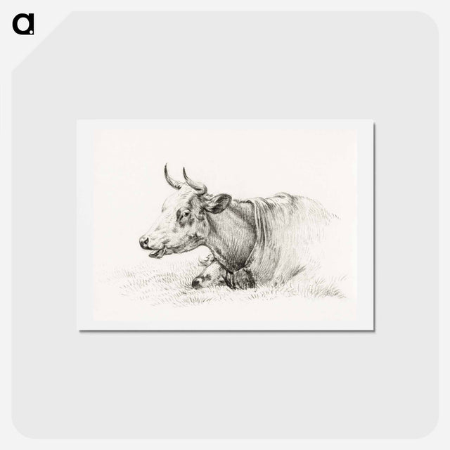 アートポストカード-Lying cow - ジャン ベルナール Postcard.