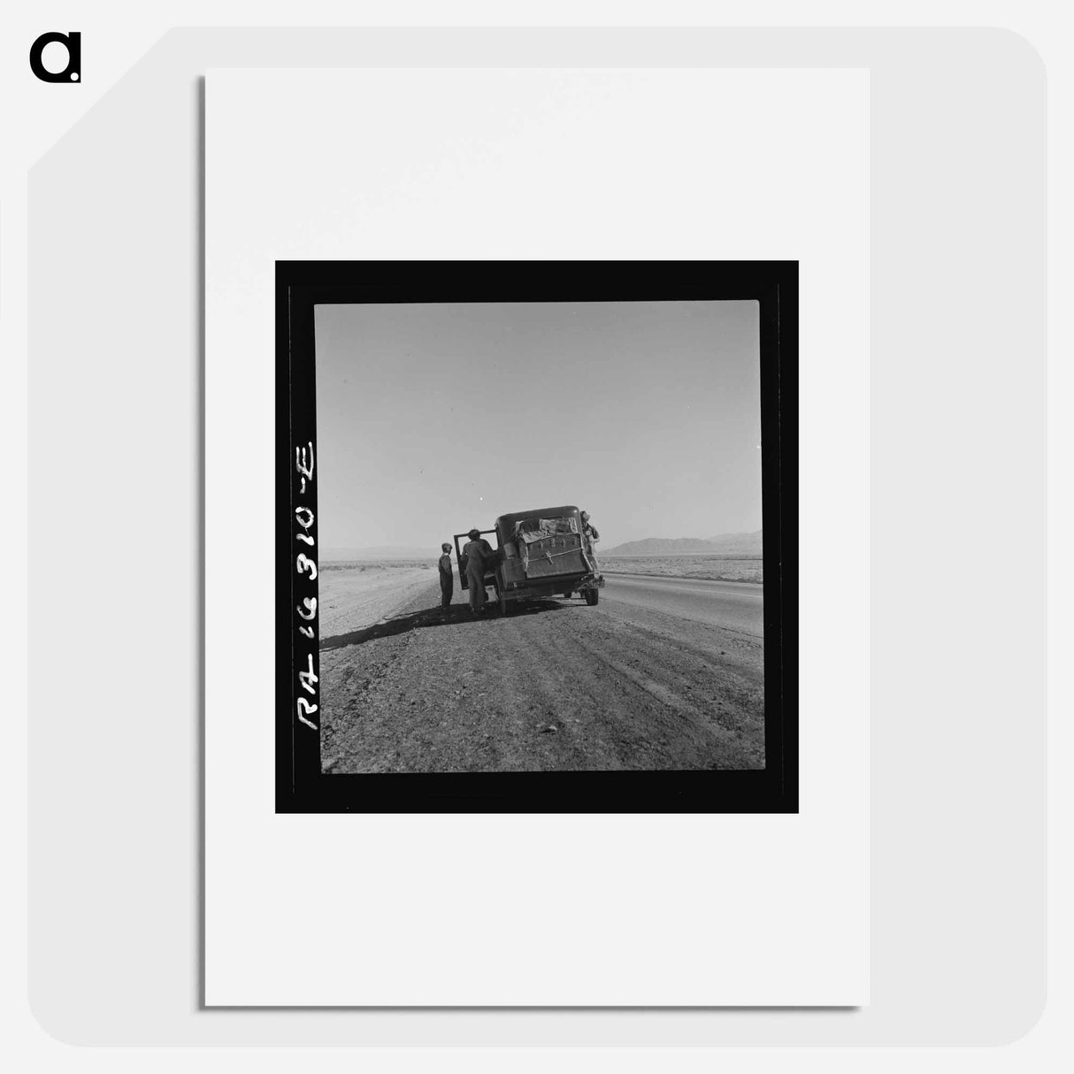 Oklahoma sharecropper entering California stalled on the desert with his wife and four children - Dorothea Lange Poster.
