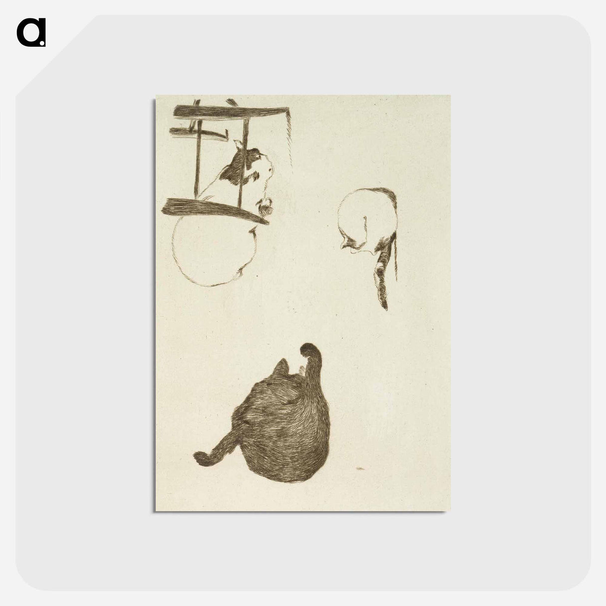 アートポストカード-Three cats - エドゥアール マネ Postcard.